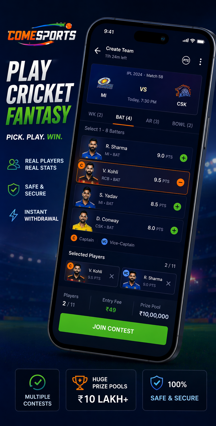 My 11 Master cricket fantasy visual